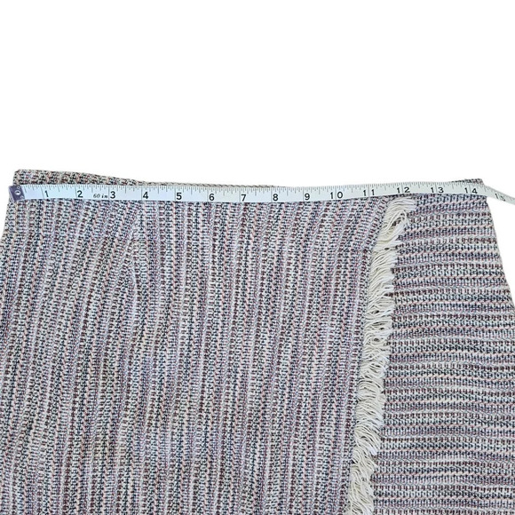 Anthropologie Maeve tweed fringe wrap skirt white red blue size 4 NWOT - Picture 8 of 14